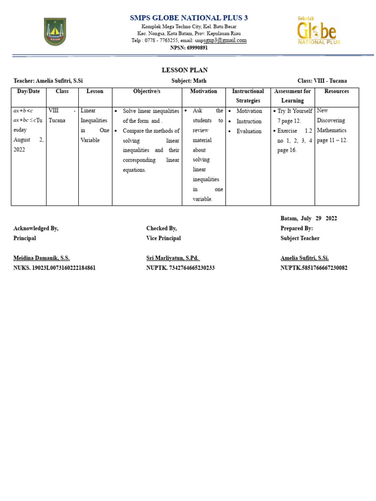 Lesson Plan Kelas 8 Tucana 2 Agustus 2022 Download Free Pdf