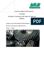 Actividad 1. Cuestionario Del Origen de Fallas Por Desgaste