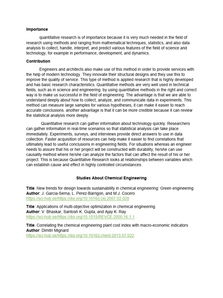 Importance of Quantitative Research in Engineering | PDF | Technology ...