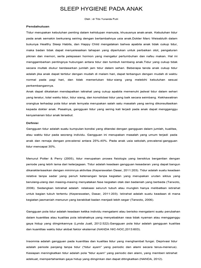 Sleep Hygiene Pada Anak PDF