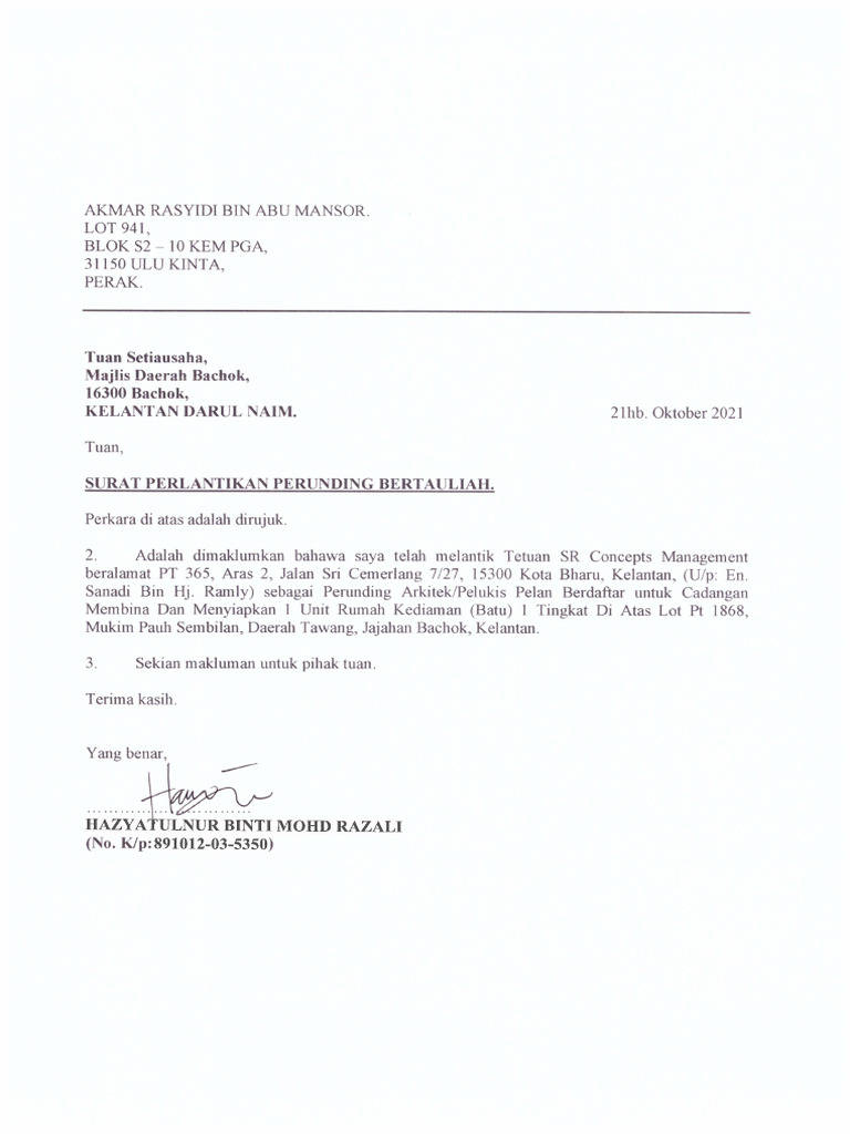 Surat Perlantikan Perunding | PDF