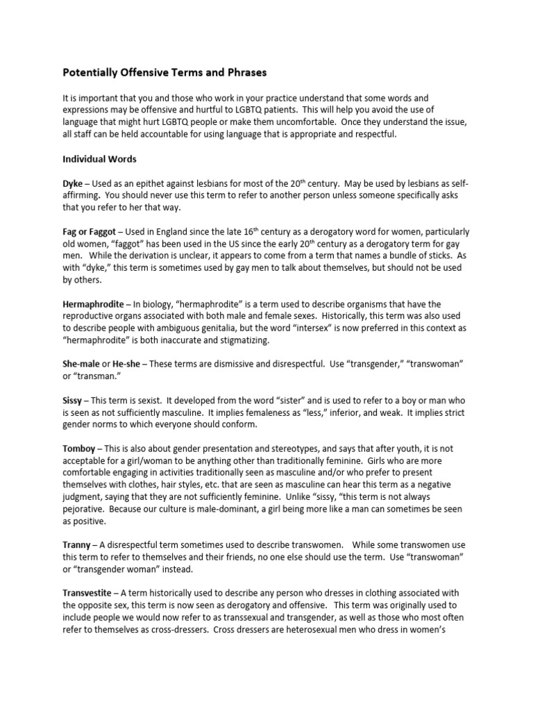 Potentially Offensive Terms and Phrases PDF