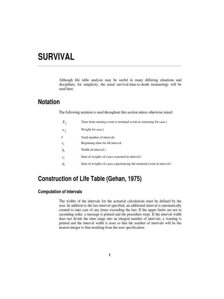Life Table Analysis for Survival Studies | PDF | Interval (Mathematics ...