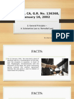 Tan vs. CA, G.R. No. 136368, January 16, 2002 (I. General Principles - A. Substantive Law vs. Remedial Law)
