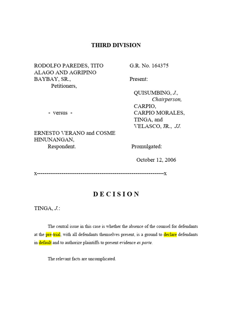 Pre Trial Proceeding As in Default PDF