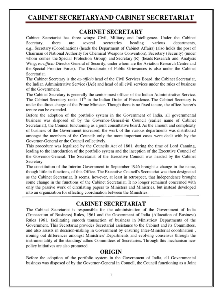 Cabinet Secretariat Overview | PDF | Social Science