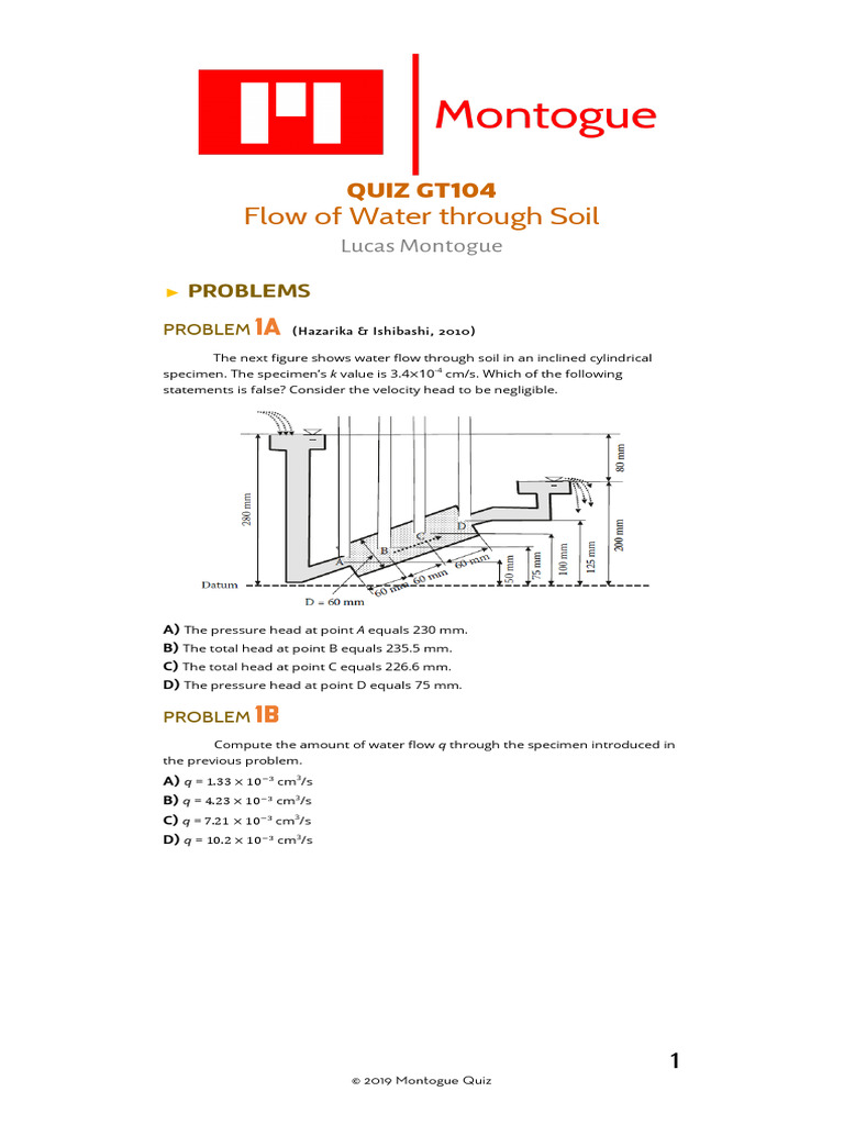 Permeability and Seepage Quiz Solutions | PDF | Soil Mechanics ...