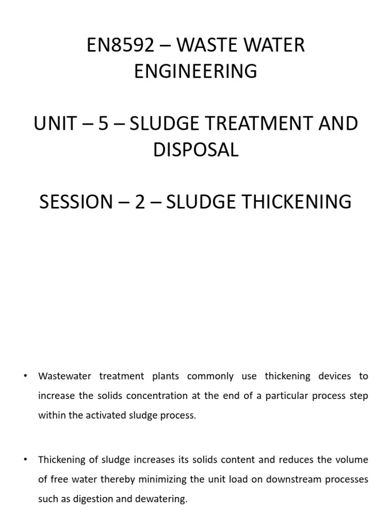 Sludge Thickening PDF Industrial Processes Civil Engineering