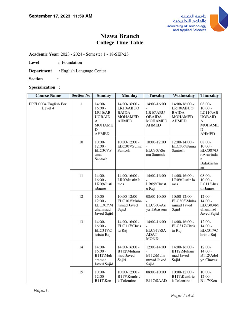 Create College Time Table