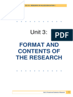 Unit 3 Format and Contents of The Research