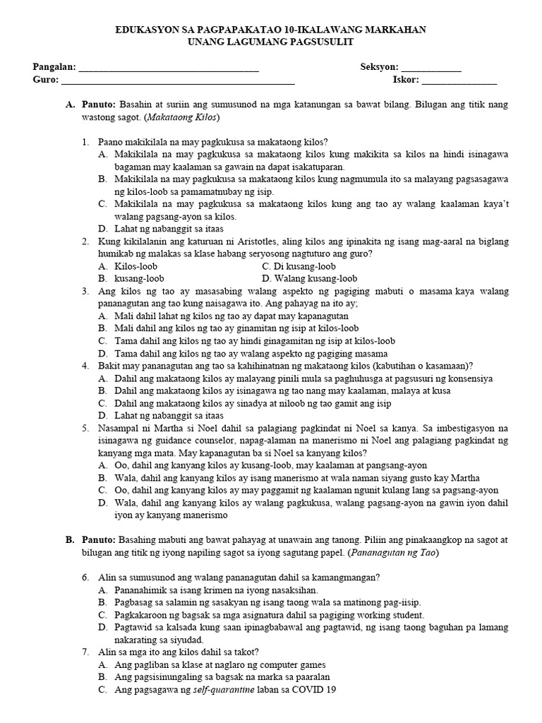 Esp10 Q2 S1 | PDF
