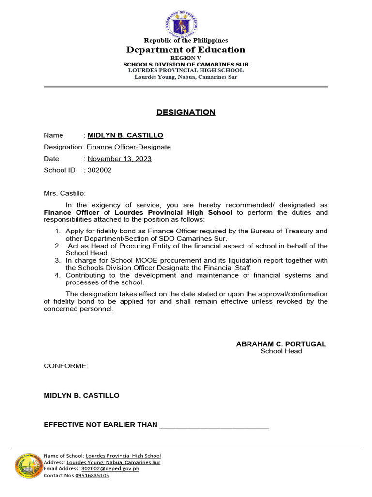 Designation of Finance Officer at Lourdes High | PDF | Social Science