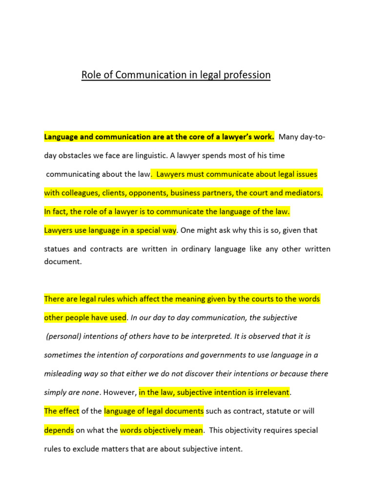 Communication and Law PDF Lawyer Sentence (Law)