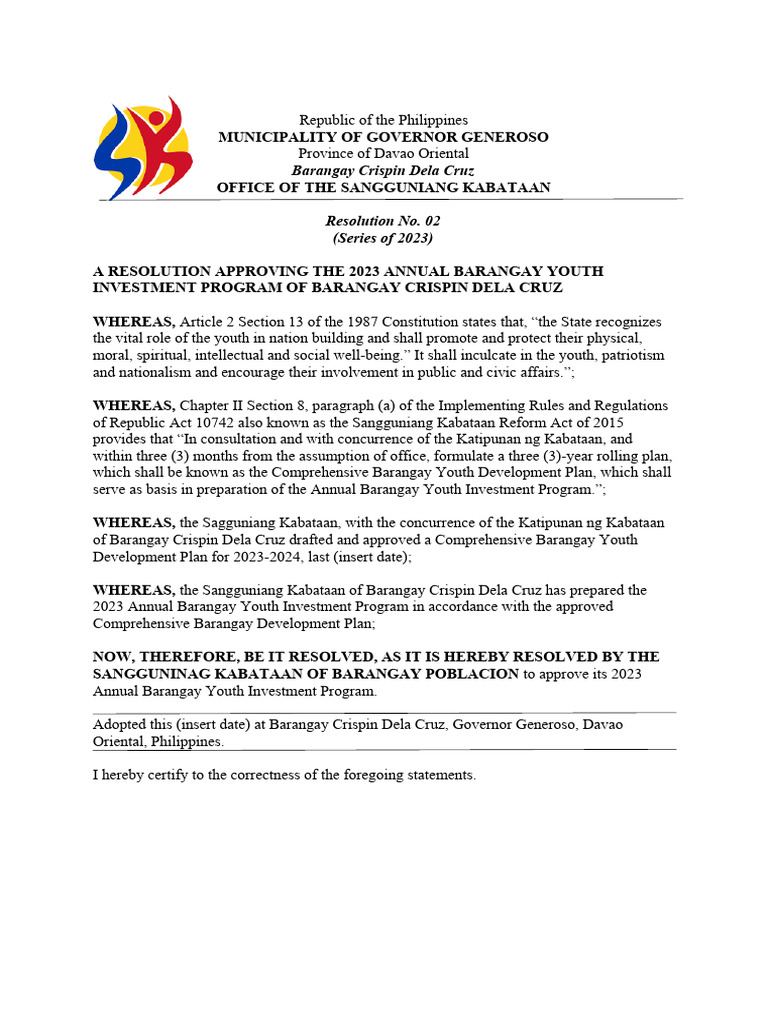 SK RESO For ABYIP | PDF