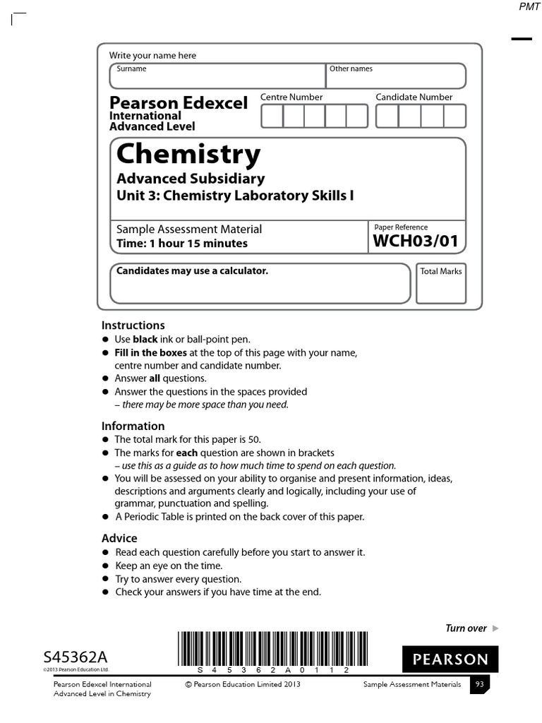 Edexcel IAL Chemistry Unit 3 Paper | PDF | Acid | Molecules