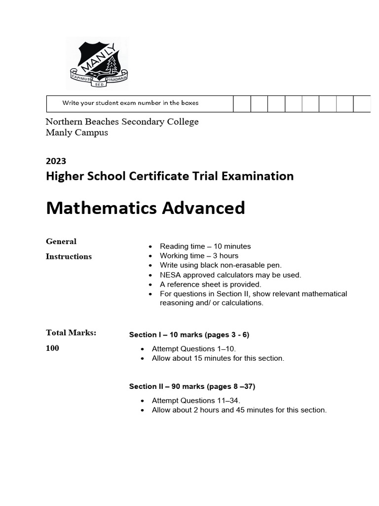 Manly 2023 2U Trials & Solutions | PDF | Probability Distribution ...