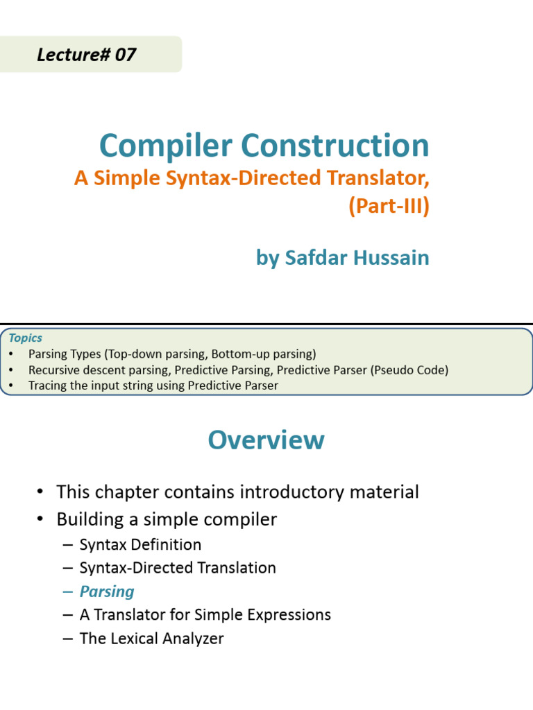 Parsing Techniques in Compiler Design | PDF | Parsing | Software ...