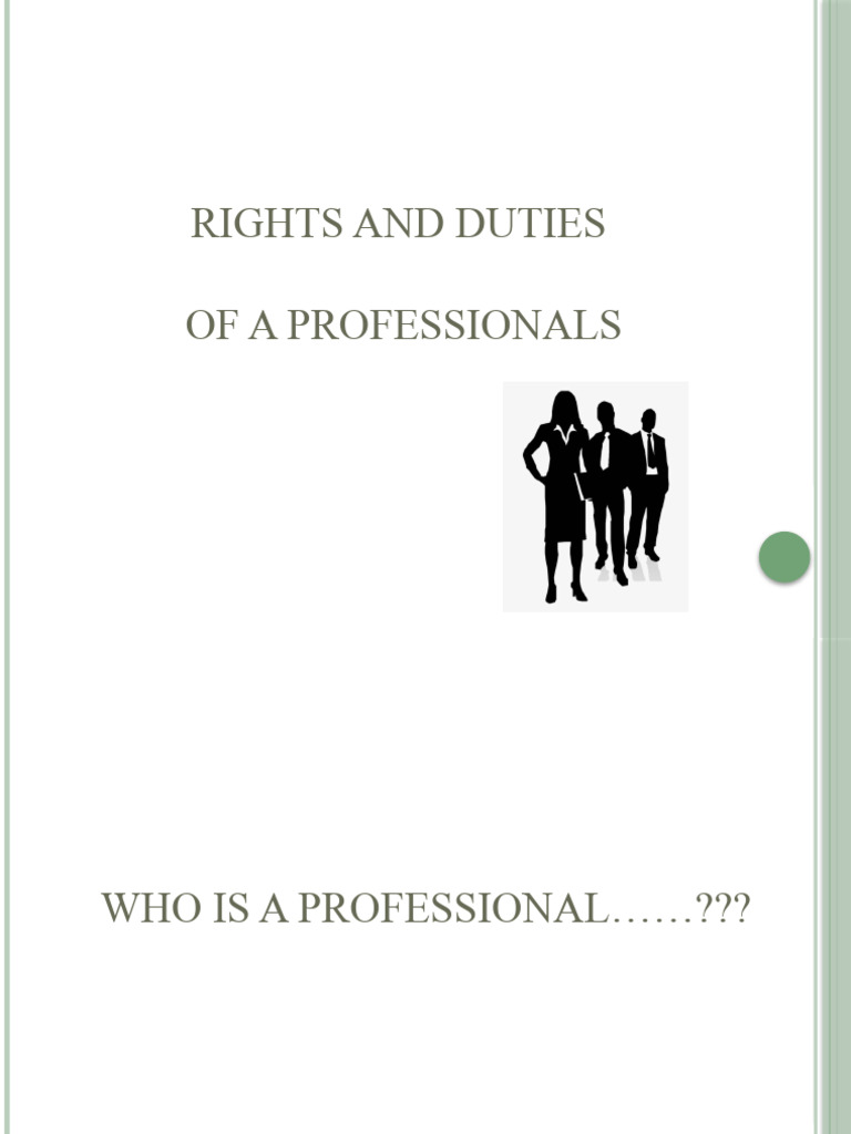 Rights and Duties of Professionals | PDF | Employment | Occupational ...