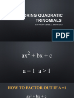 Math - L5 - Factoring Genral Trinomials - Factoring Quadratic Trinomials - Where A Is Equal To 1