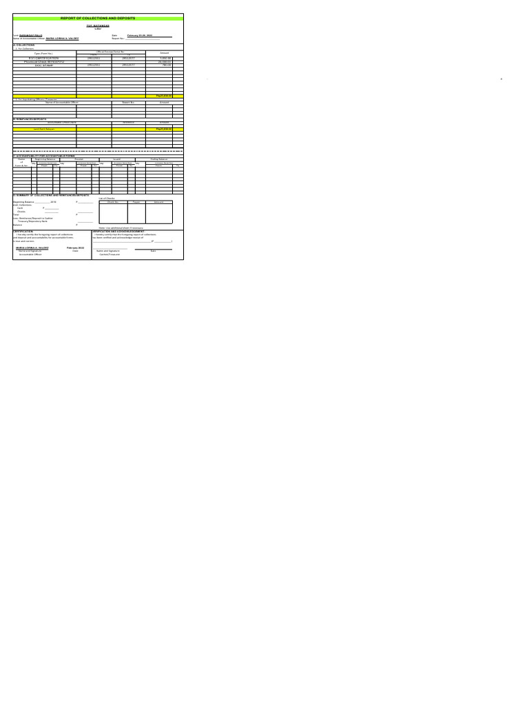 Report of Collections and Deposits | Download Free PDF | Deposit ...