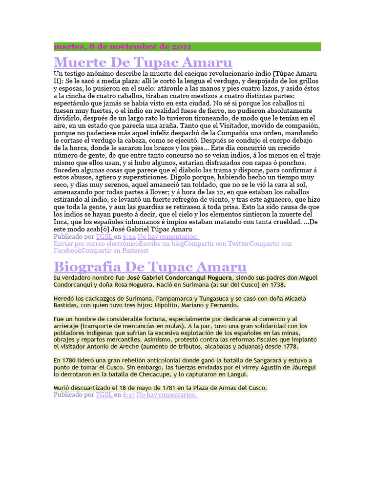 Muerte de Tupac Amaru PDF Imperio - 1697961017