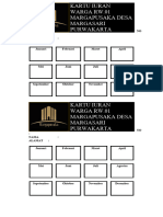 Kartu Iuran Warga RW Margapusaka