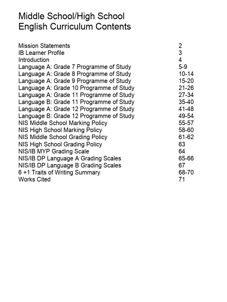 English curriculum outline final draft standards and benchmarks pdf