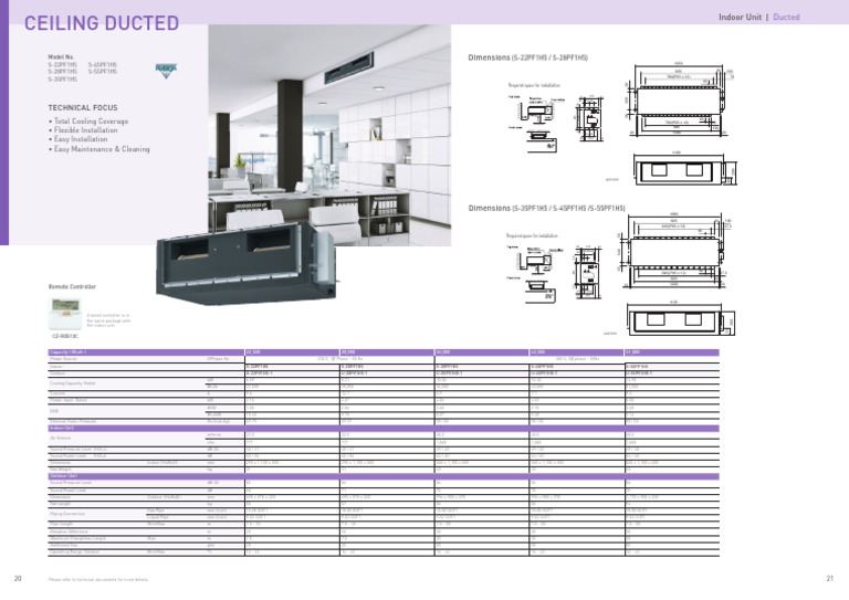 Non-Inverter Ceiling Ducted Spec Dimension | PDF | Applied And ...