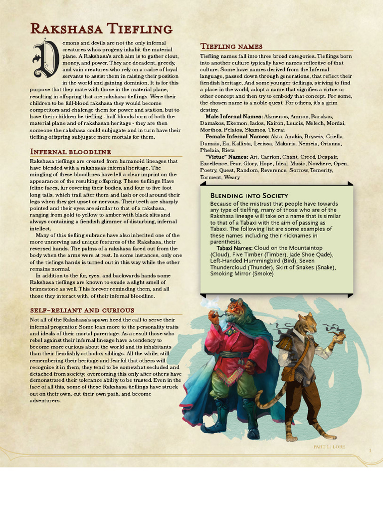 Rakshasa Tiefling - The Homebrewery | PDF