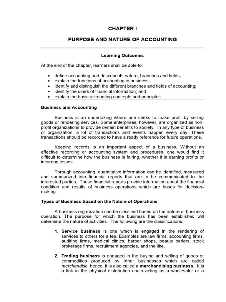 Nature Of Accounting Module 1