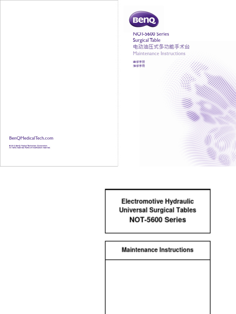 NOT-5600 Surgical Table Maintenance Guide | PDF | Valve | Screw