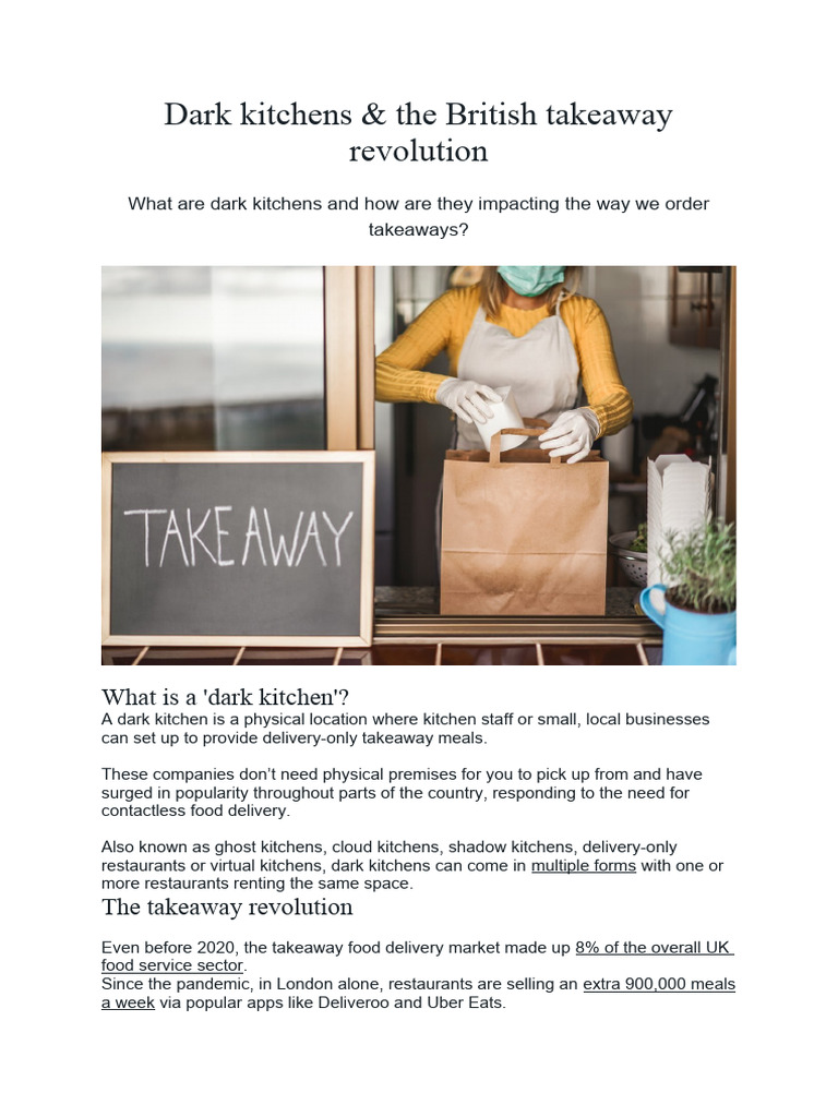 Dark Kitchens & The British Takeaway Revolution What Is A 'Dark