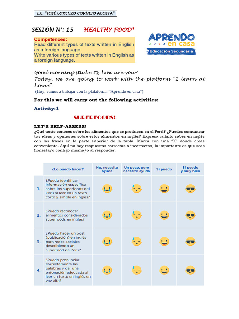 Sesion #15 Ingles Tercero de Secundaria | PDF
