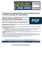 The Impact of Language Barriers and Discrimination Issues On Work Productivity of Foreign Workers