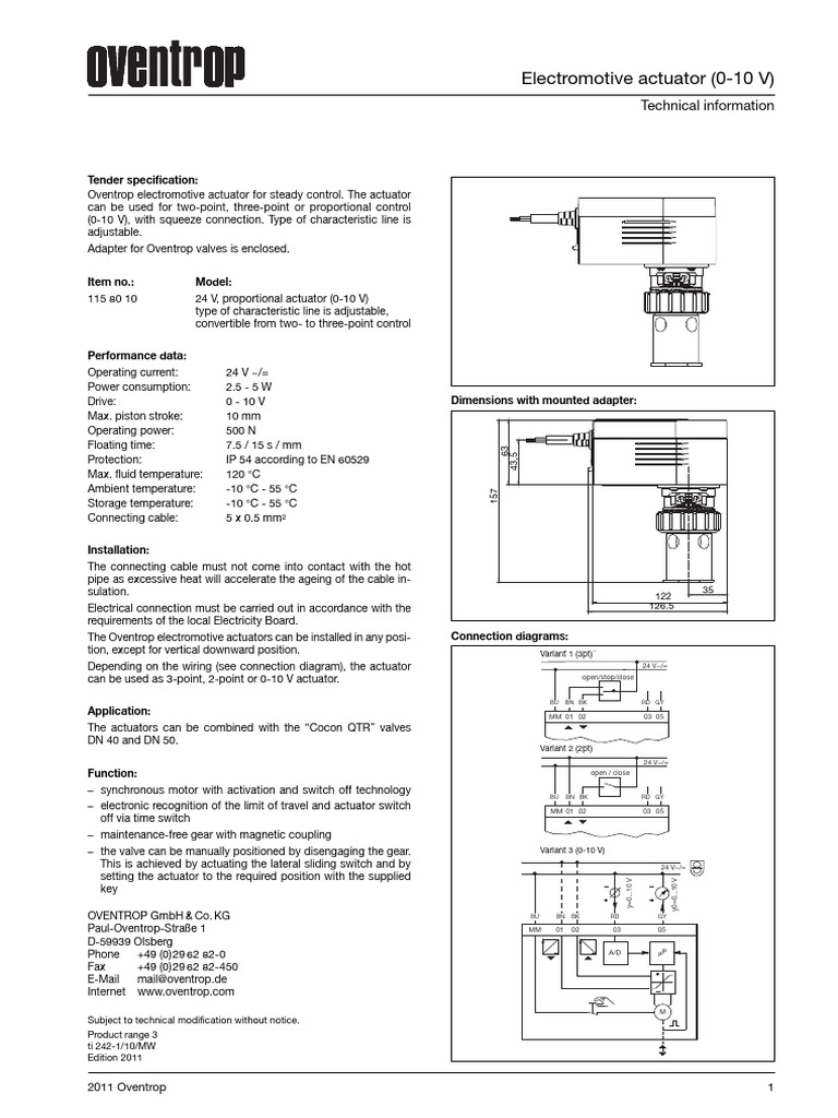 Actuator 1158010 Technical Data | PDF