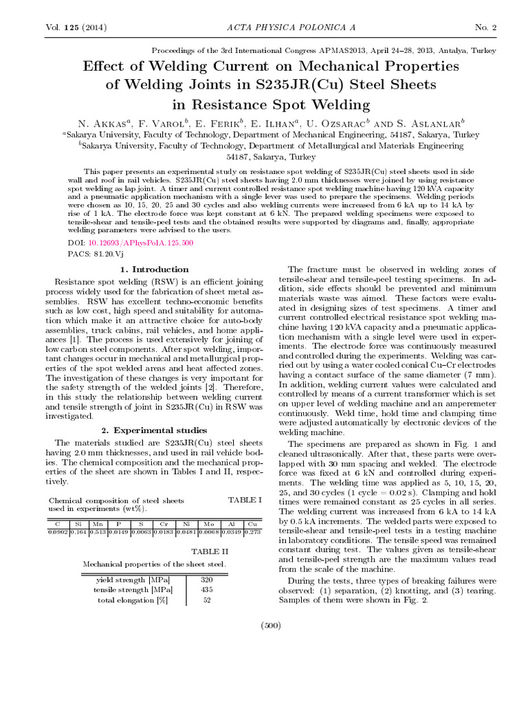 Effect of Welding Current On Mechan | PDF | Construction | Welding