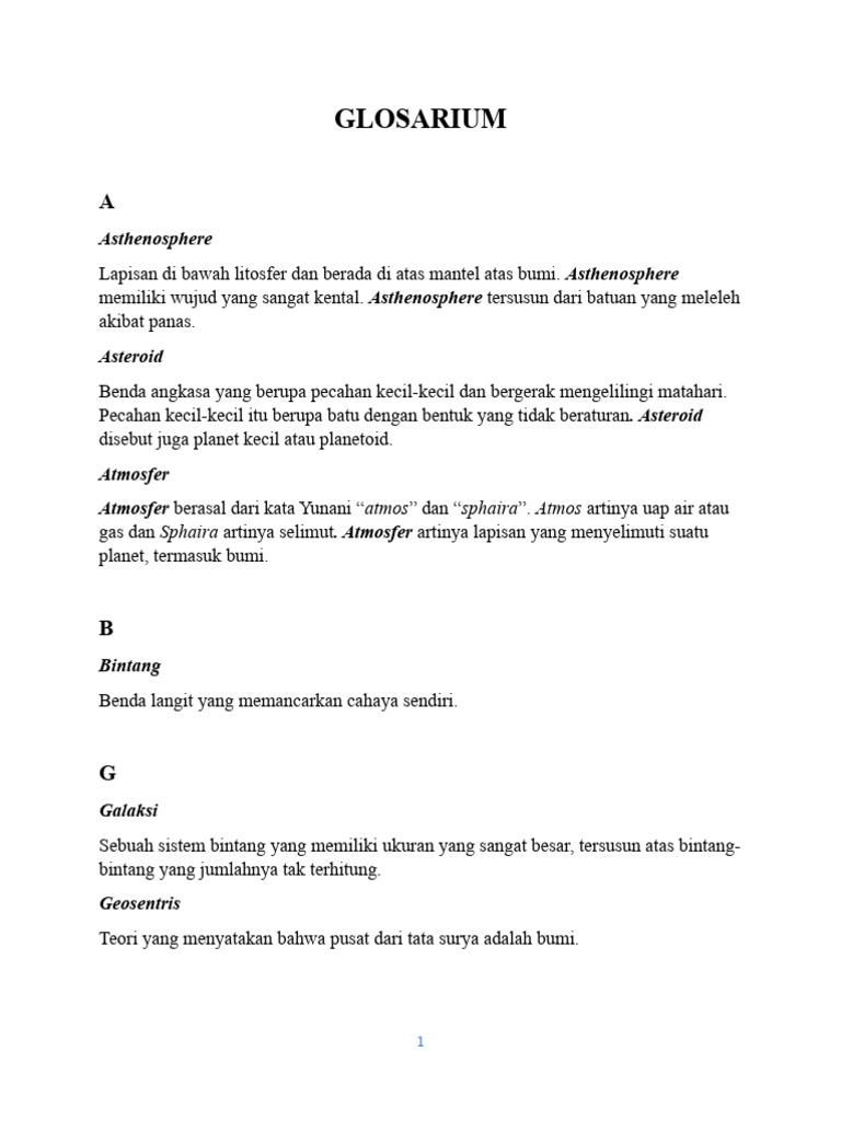 GLOSARIUM | PDF | Sains & Matematika