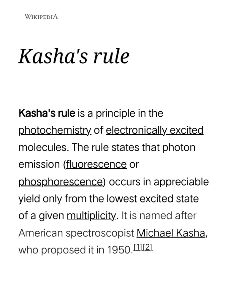 Kasha's Rule - Wikipedia | PDF | Physical Sciences | Spectroscopy