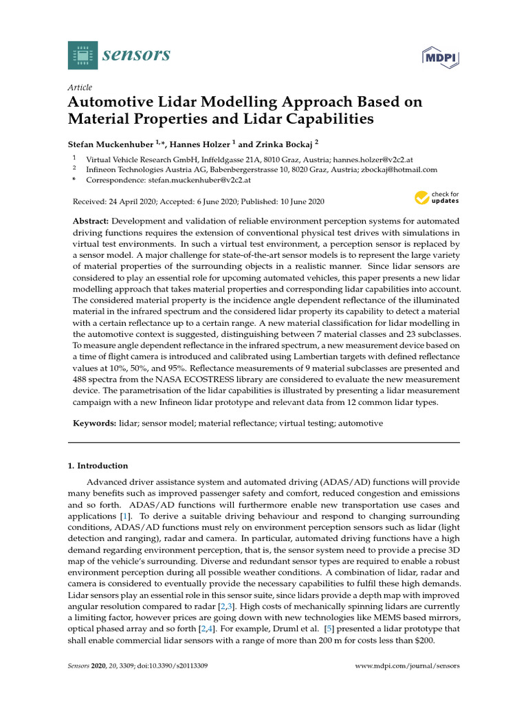 Lidar Modelling for Automotive Testing | PDF