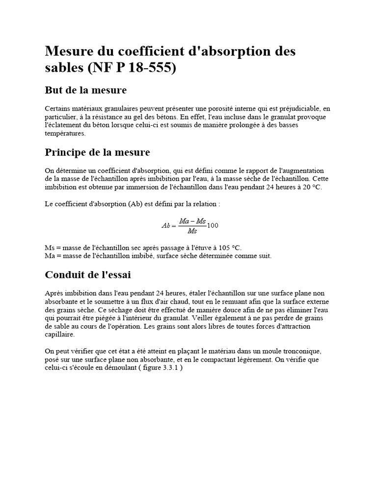 Coefficient d'absorption des sables | PDF