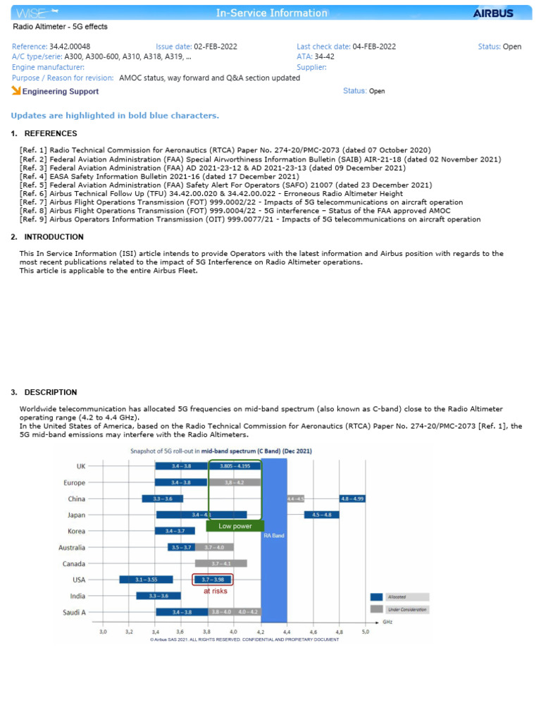 5G Impact on A320 Radio Altimeter Operations | PDF