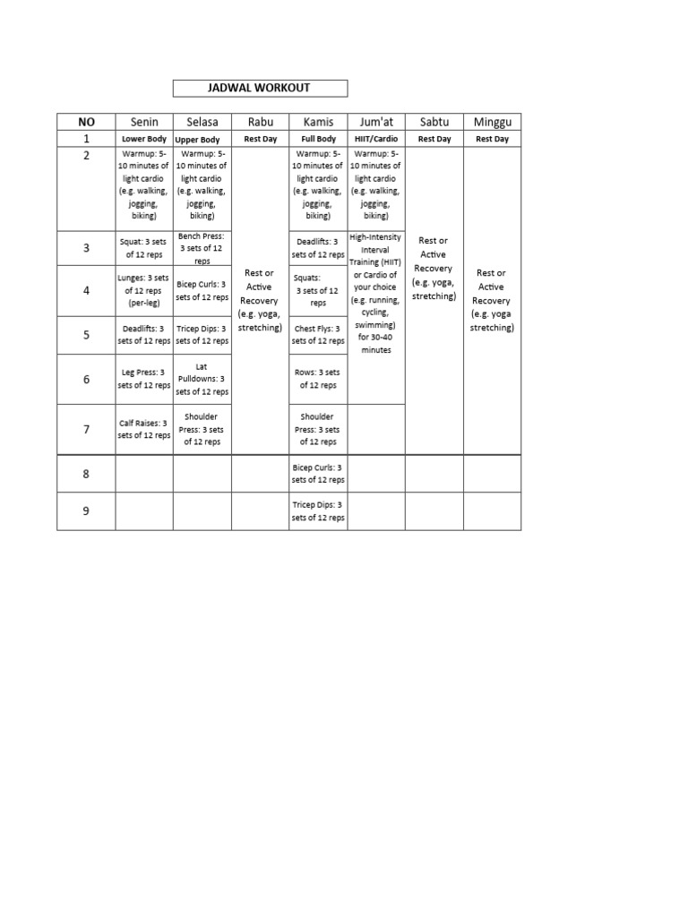 Jadwal workout download free pdf high intensity interval training