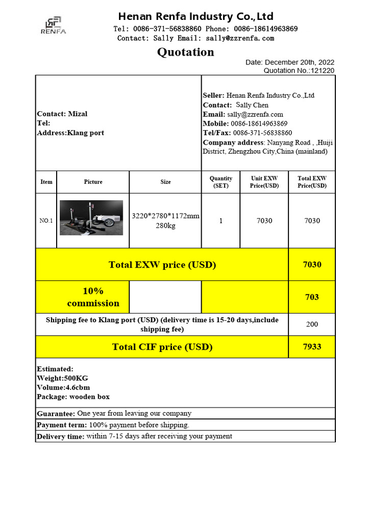 The Quotation For Two Tyres PDF