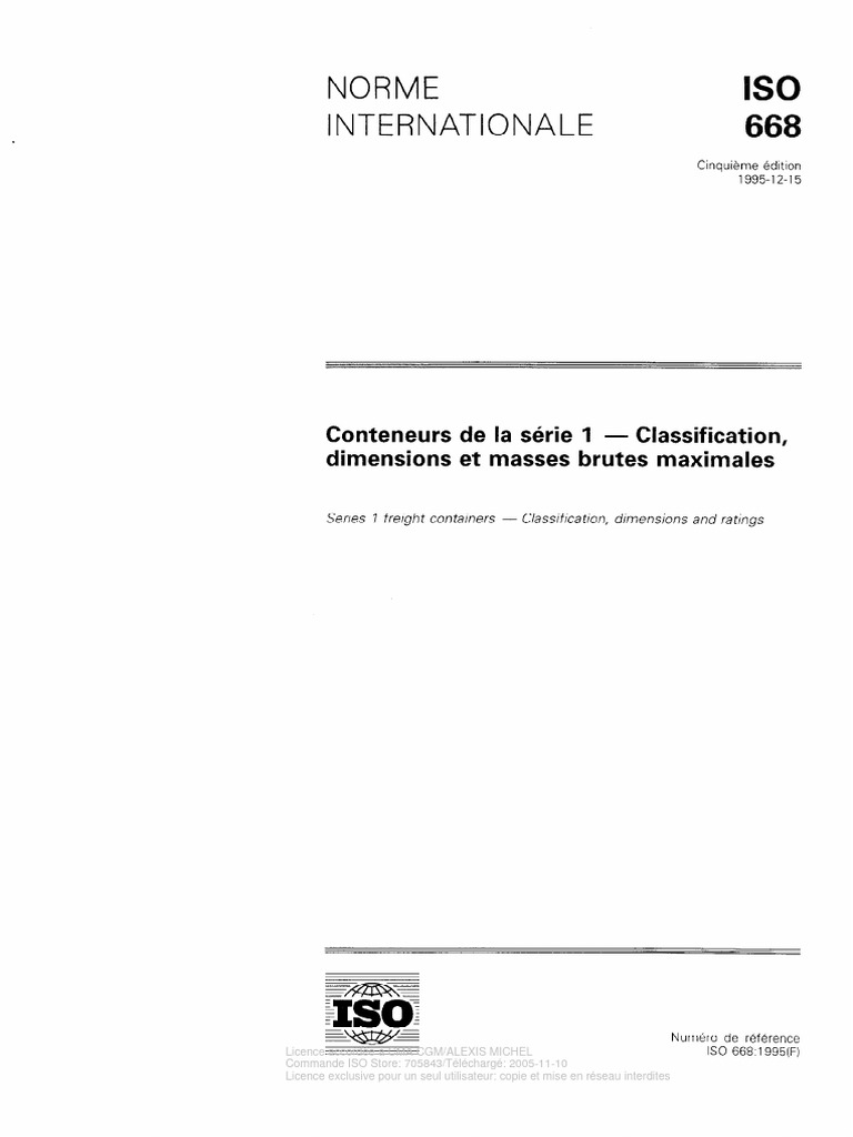 Classification des conteneurs ISO 668 | PDF | Organisation ...