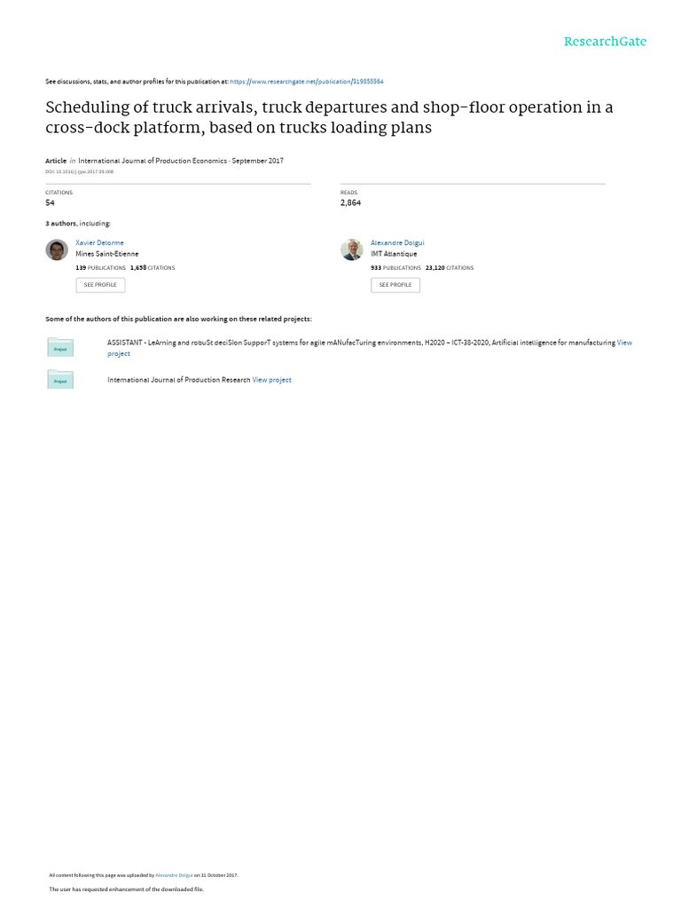 Cross-Dock Scheduling Optimization | PDF