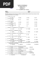 Pre-Test - Mathematics 6