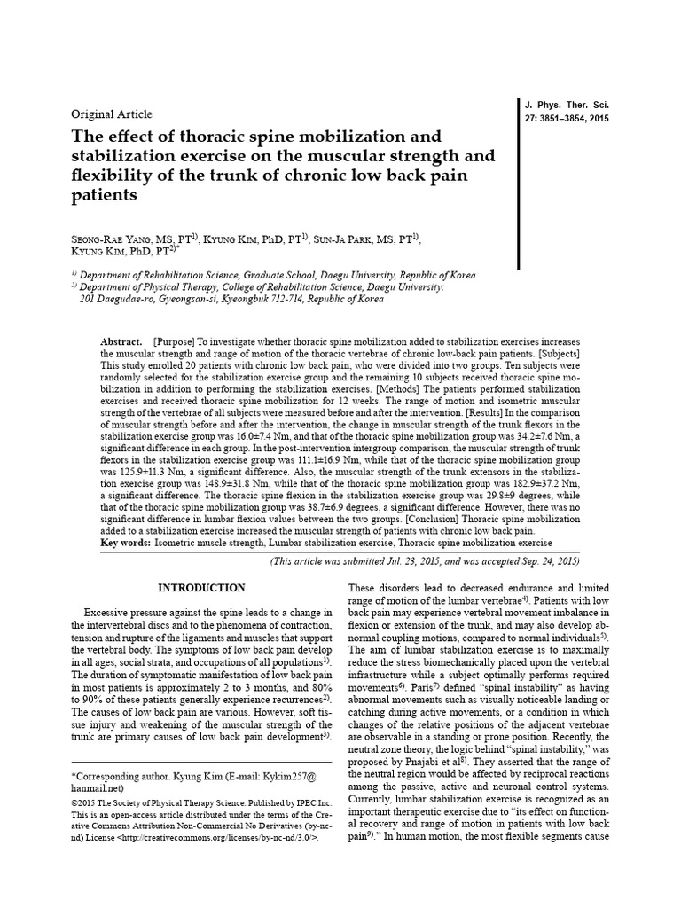 The Effect of Thoracic Spine Mobilization | PDF | Vertebral Column ...