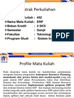 Kontrak Perkuliahan: Kode Mata Kuliah: 452 Nama Mata Kuliah: ERP Beban Kredit Semester Fakultas Program Studi