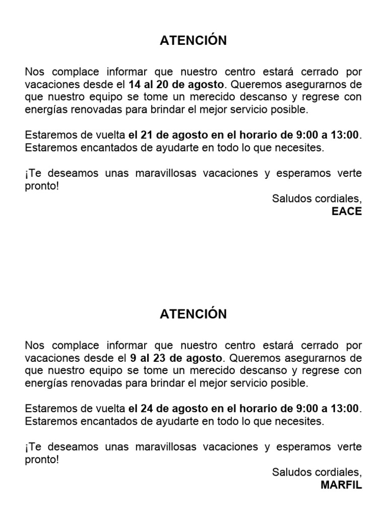 Cerrado Por Vacaciones PDF