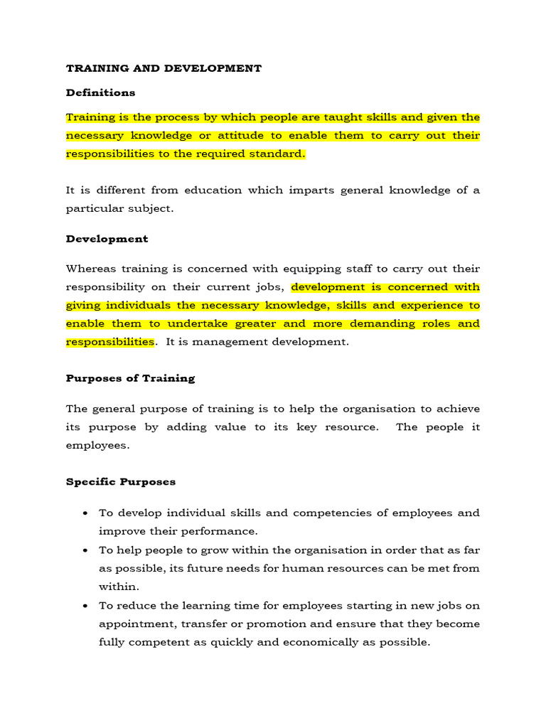 Training and Development PDF